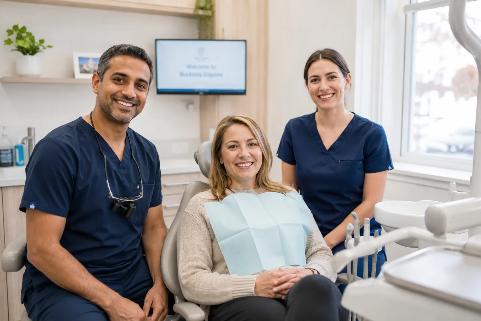 Dental website section showing team photos and trust signals for a Canadian dental clinic