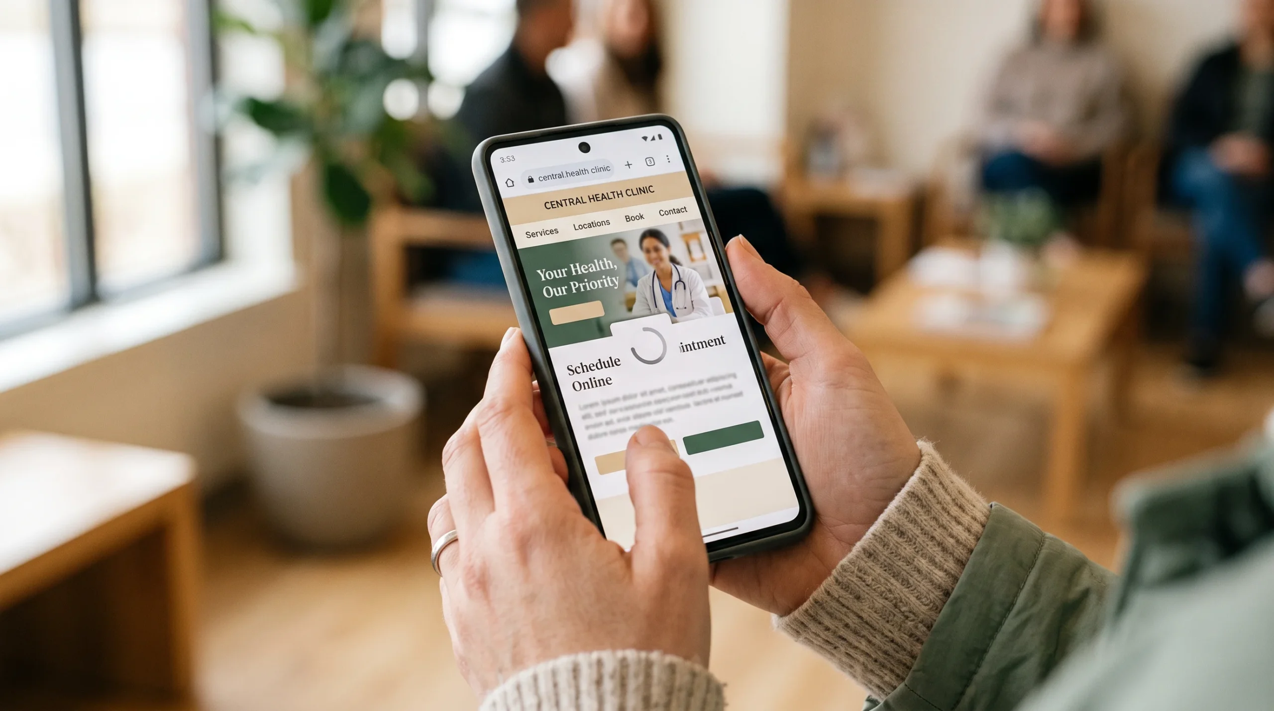 Clinic website loading slowly on a smartphone browser