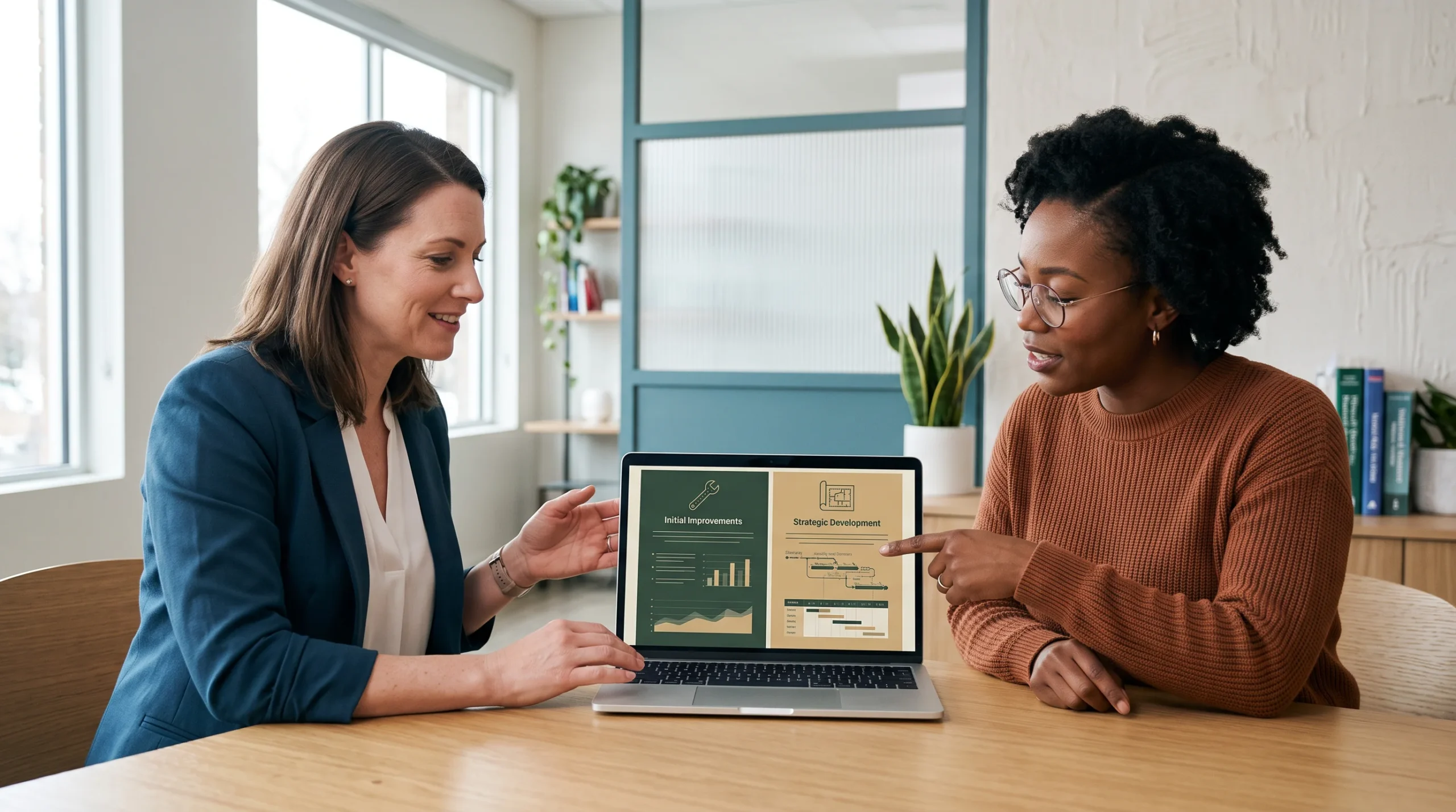 Clinic owner and consultant sorting quick fixes from larger website projects